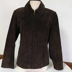 Ladies genuine leather Jacket, brown, Sz Large